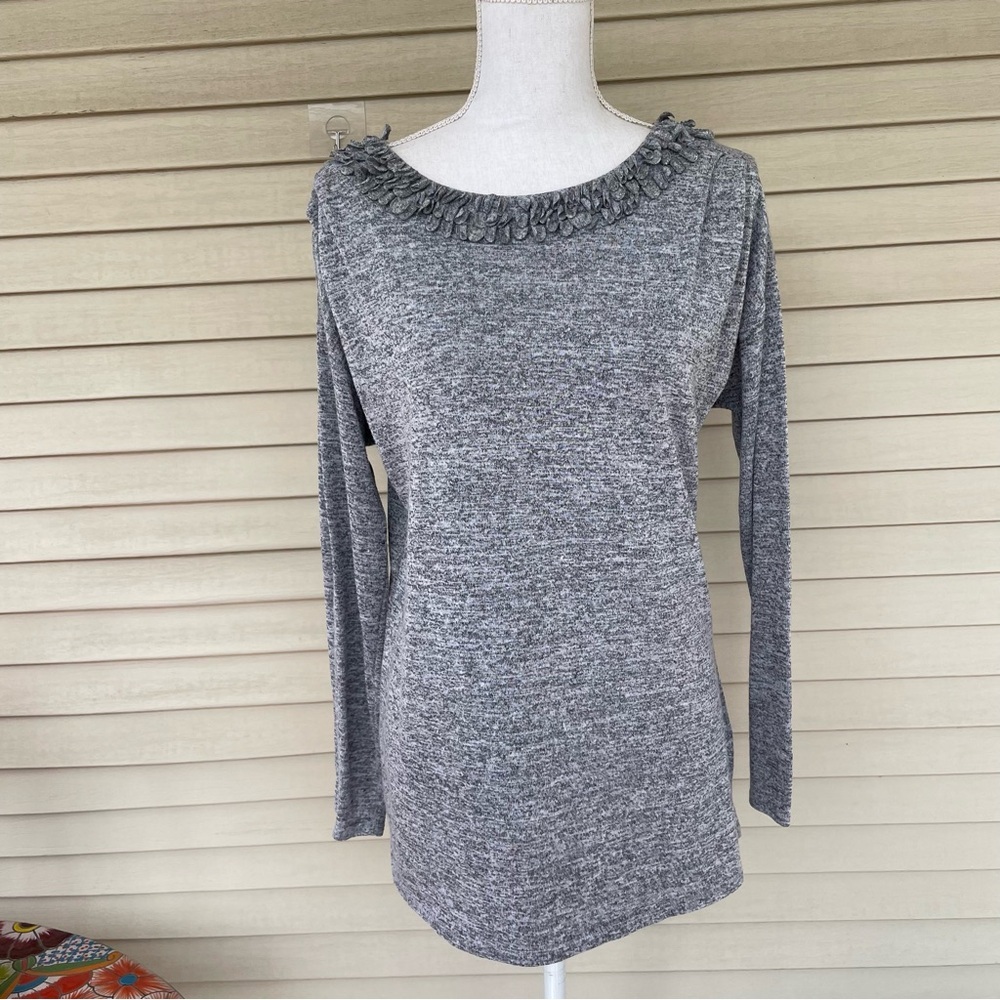 Dana Buchman Heather Gray Long Sleeve Top Size M